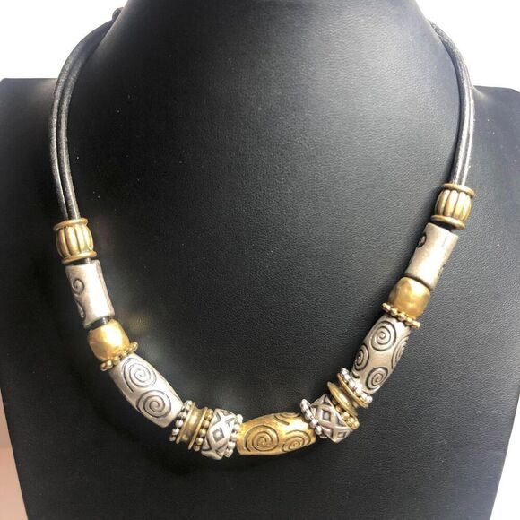 1609 CHICO'S black cord with sliding charms  necklace  16-20" - Picture 1 of 2